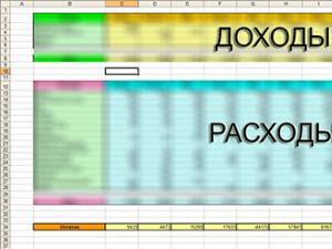 Excel의 비용 테이블 예